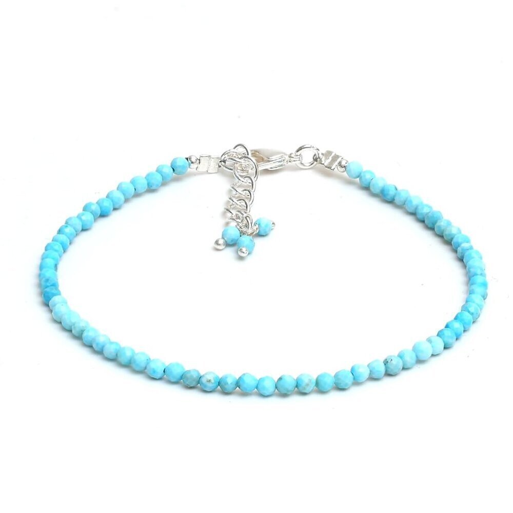 Gempires Genuine Turquoise Beaded Bracelet December Birthstone Crystal Jewelry